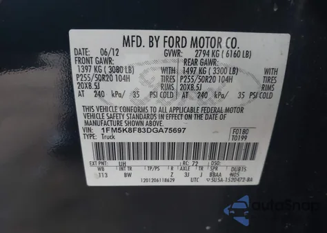 2013 Ford Explorer Limited из США, поврежденный, VIN 1FM5K8F83DGA75697